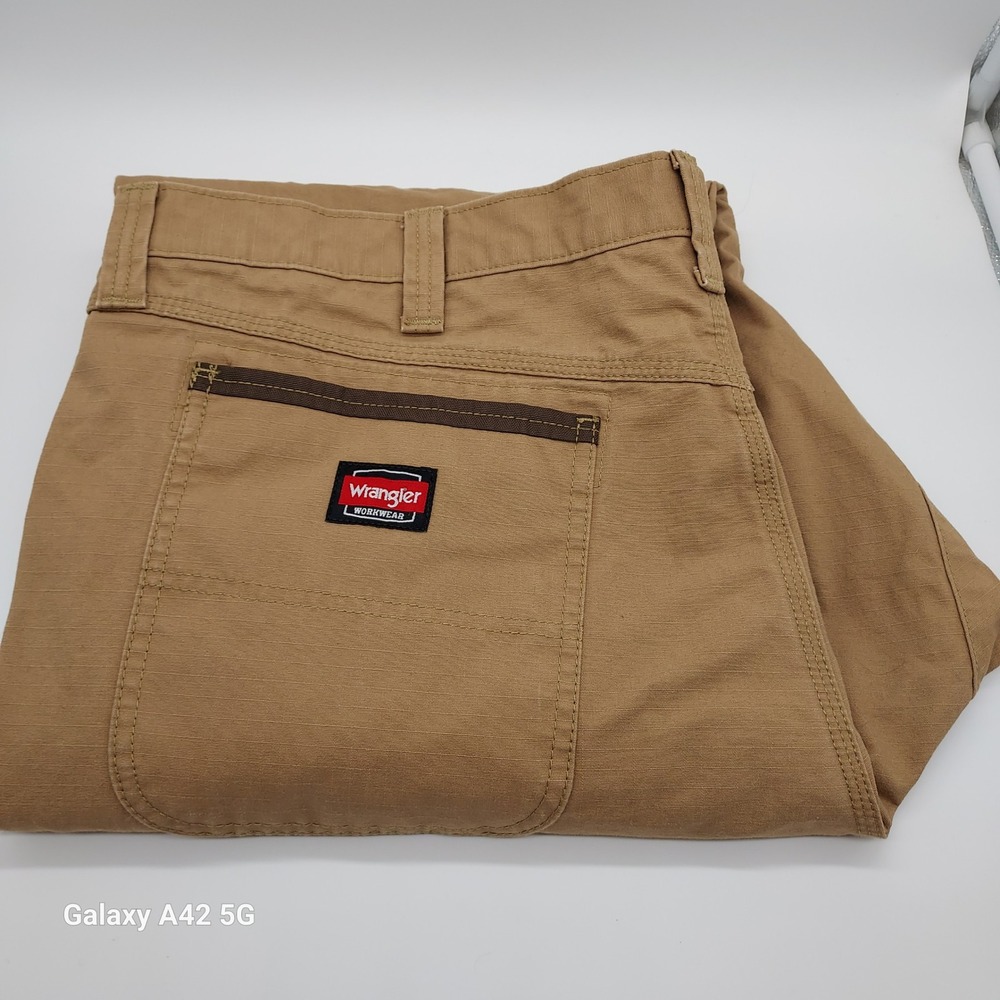 Wrangler Workwear Mens Khaki Tan Ripstop Cargo Pants 10WMWR1RH 40x32